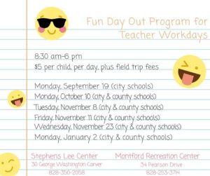 Fun Day Out Program for Teacher Workdays @ Asheville Parks & Recreation