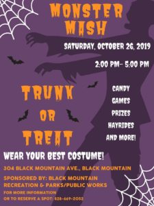 Mini Monster Mash Trunk or Treat (0-12yrs) @ The Recreation & Parks/Public Works Office | Black Mountain | North Carolina | United States