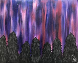 Family Friendly Painting Class: Purple & Pink Northern Lights (7+yrs) @ Painting with a Twist - Asheville, NC | Asheville | North Carolina | United States