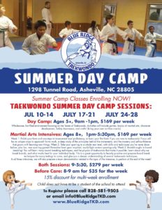 Summer Day Camp (5-12yrs) @ Blue Ridge Taekwondo | Asheville | North Carolina | United States