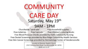 Community Care Day! @ Ebenezer Baptist Church | Hendersonville | North Carolina | United States