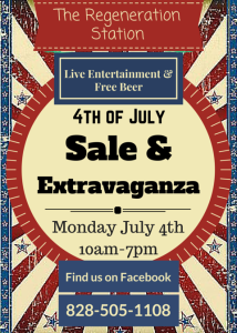 4th of July SALE and Extravaganza - LIVE Entertainment, Free Beer @ The Regeneration Station  | Asheville | North Carolina | United States