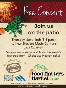 FREE Concert on the Patio @ Food Matters Market - Brevard | Brevard | North Carolina | United States