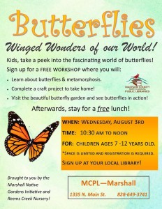 'Butterflies: Winged Wonders of our World' (7-12yrs) @ Marshall Pubic Library | Marshall | North Carolina | United States