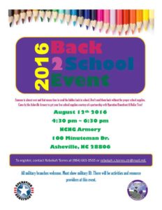 Back to School Event for Military Families @ Asheville Armory | Asheville | North Carolina | United States