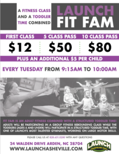 Fit Fam Adult Fitness Class & Structured Toddler Time @ Launch Trampoline Park Asheville | Arden | North Carolina | United States