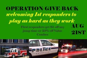 Operation Give Back: First Responders and their Family Members Day @ Launch Trampoline Park Asheville  | Arden | North Carolina | United States