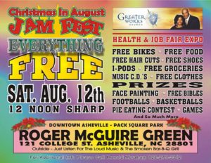 Christmas in August Jam Fest: Health & Job Fair Expo @ Roger McGuire Green, Downtown Asheville | Asheville | North Carolina | United States