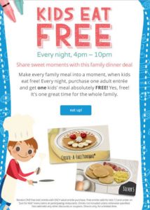 Kids Eat FREE Promotion (Kids 12 and under) @ IHOP: International House of Pancakes