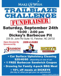 Make a Wish Trailblaze Challenge Fundraiser CarWash @ Dickey's Barbecue Pit Fletcher NC  | Fletcher | North Carolina | United States