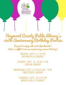 125th Anniversary Birthday Parties @ Haywood County Public Library