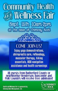 Community Health and Wellness Fair @ at the base of Chimney Rock | Chimney Rock | North Carolina | United States