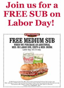 FREE Sub on Labor Day @ all area Firehouse Subs Restaurants