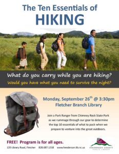 The Ten Essentials of Hiking @ Fletcher Public Library | Fletcher | North Carolina | United States