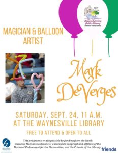 Magician & Balloon Artist Mark DeVerges @ Waynesville Public Library | Waynesville | North Carolina | United States