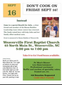 Benefit Dinner for Julia @ Weaverville First Baptist Church | Weaverville | North Carolina | United States