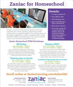 Homeschool STEM Workshop (K-8th Graders) @ Zaniac Asheville | Asheville | North Carolina | United States