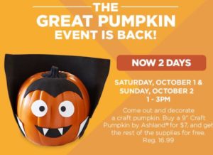 The Great Pumpkin Event @ all area Michael's Craft stores