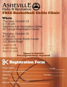 FREE Youth Basketball Clinics (K-6th Grade) @ Asheville Parks & Recreation Centers