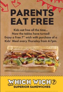 Parents Eat FREE @ Which Wich Superior Sandwiches | Asheville | North Carolina | United States