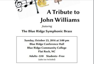 A Tribute to John Williams ft. The Blue Ridge Symphonic Brass @ Blue Ridge Conference Hall at Blue Ridge Community College | Flat Rock | North Carolina | United States