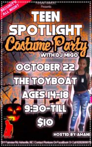 Teen Spotlight Costume Party (14-18yrs) @ Toy Boat Community Arts Space | Asheville | North Carolina | United States