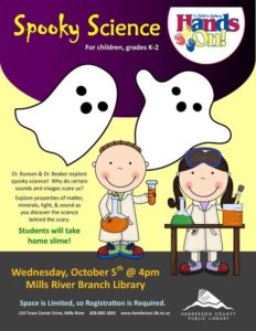 Spooky Science with Hands On! (K-12th Grade) @ Mills River Public Library | Mills River | North Carolina | United States