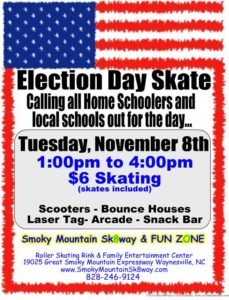 Election Day Skate @ Smoky Mountain Sk8way & FUN ZONE | Waynesville | North Carolina | United States