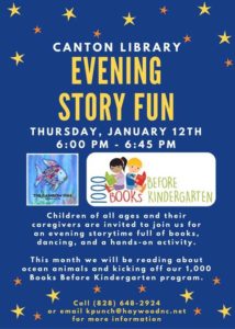 Evening Story Fun (3-11yrs) @ Canton Public Library | Canton | North Carolina | United States