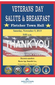 Annual Veterans' Day Salute and Breakfast @ Fletcher Town Hall | Fletcher | North Carolina | United States