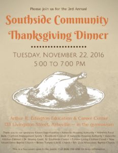 3rd Annual Southside Community Thanksgiving Dinner @ Arthur R Edington Education & Career Center | Asheville | North Carolina | United States