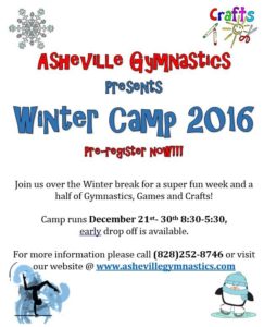 Winter Camp 2016 (4+) @ Asheville Gymnastics | Asheville | North Carolina | United States