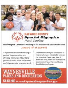 Haywood County Special Olympics Meeting @ Waynesville Parks & Recreation  | Waynesville | North Carolina | United States