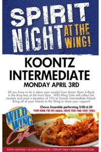 Koontz Intermediate Spirit Night @ Wild Wing Cafe South Asheville  | Arden | North Carolina | United States