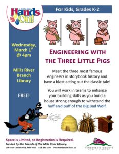 Hands On! presents Engineering with the Three Little Pigs @ Mills River Public Library | Mills River | North Carolina | United States