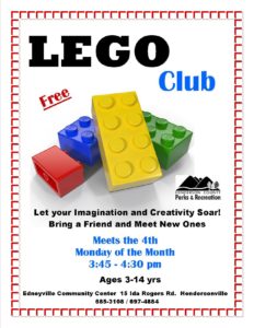 LEGO Club (3-14yrs) @ Edneyville Community Center | Hendersonville | North Carolina | United States