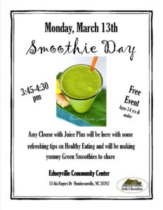 Smoothie Day (14yrs & Younger) @ Edneyville Community Center | Hendersonville | North Carolina | United States