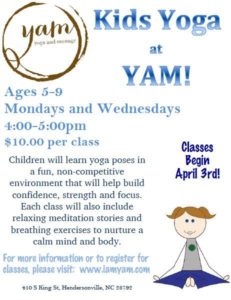 Kids Yoga (5-9yrs) @ Yam-Yoga and Massage | Hendersonville | North Carolina | United States