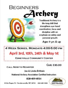 Beginners Archery Series (9+yrs) @ Edneyville Community Center | Hendersonville | North Carolina | United States