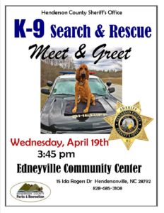 K-9 Search & Rescue Meet & Greet @ Edneyville Community Center | Hendersonville | North Carolina | United States