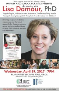 Hanger Hall Presents A Talk with Lisa Damour: "Untangled: Guiding Teenage Girls Through the Seven Transitions into Adulthood" @ UNCA Humanities Lecture Hall | Asheville | North Carolina | United States