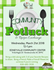 Community Potluck & Recipe Exchange @ Edneyville Community Center | Hendersonville | North Carolina | United States