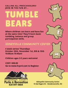 Tumble Bears Series (3-5yrs) @ Edneyville Community Center | Hendersonville | North Carolina | United States