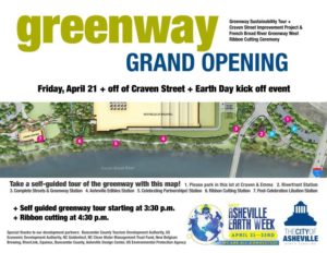 Greenway Grand Opening + Earth Day Kickoff Event @ off of Craven Street