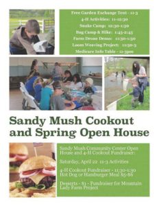 Sandy Mush Community Center Open House & Cookout @ Sandy Mush Community Center | Leicester | North Carolina | United States