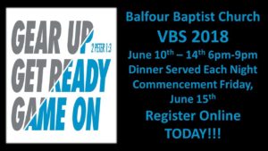 'Gear Up, Get Ready, Game On!' Vacation Bible School begins @ Balfour Baptist Church | Hendersonville | North Carolina | United States