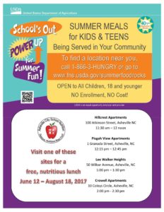 FREE SUMMER MEALS FOR KIDS & TEENS! (Buncombe County) @ Local Community Centers