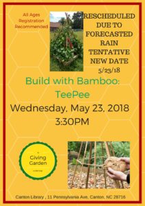 Build a Bamboo TeePee (all ages) @ Canton Public Library | Canton | North Carolina | United States