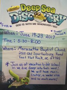 'Deep Sea Discovery' Vacation Bible School (2-12yrs) @ Maranatha Baptist Church | East Flat Rock | North Carolina | United States