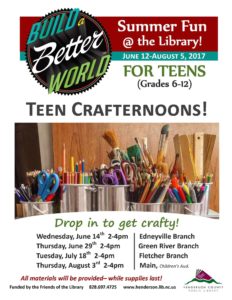 Teen Crafternoons (6th-12th Grade) @ Henderson County Libraries